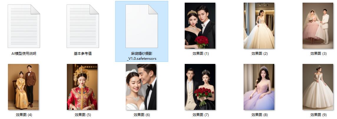 图片[4]-AI影楼婚纱摄影结婚中式西式人物合照麻袋婚纱摄影 Checkpoint模型网盘下载3G